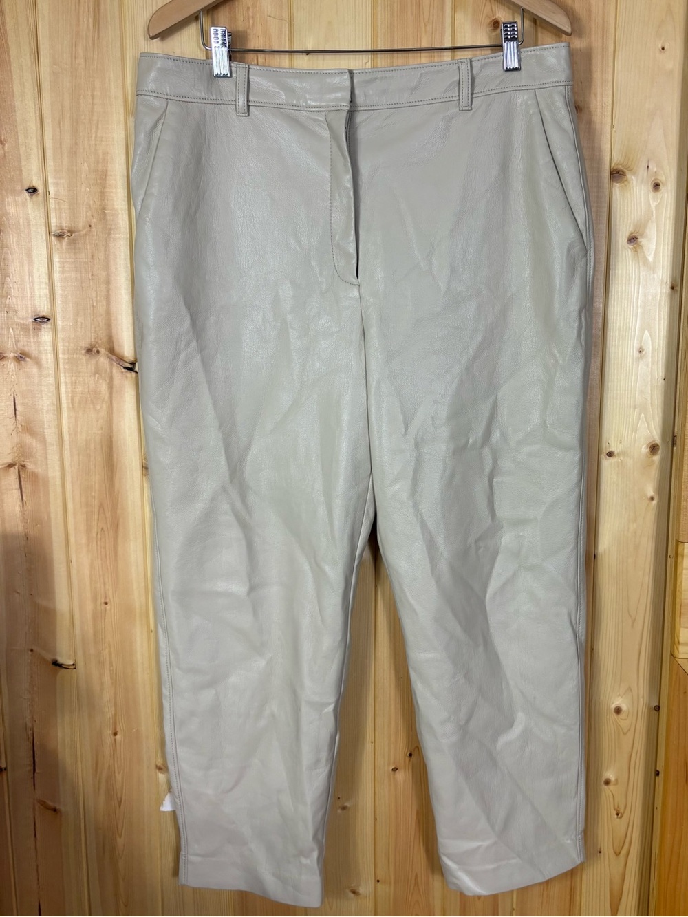 Babaton Command Cropped Pant Size 16 
Mid-rise Vegan Leather pants Cream Office